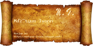 Mátyus Ivonn névjegykártya